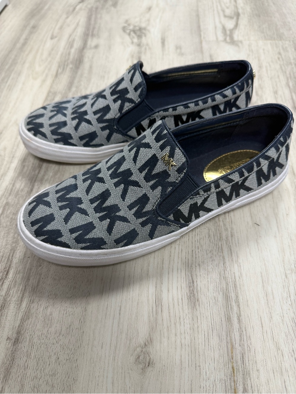 Michael Kors Woman’s Navy MK Logo Slip-On Sneakers